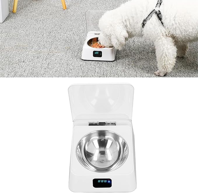 Automatic Pet Feeder, 350ml Induction Lid Opening Smart Dog Cat Bowl Prevent Food Pollution Pet Food Dispenser, 0.5 to 1M Sensing Distance Automatic Watering Bowl for Small Medium Pet