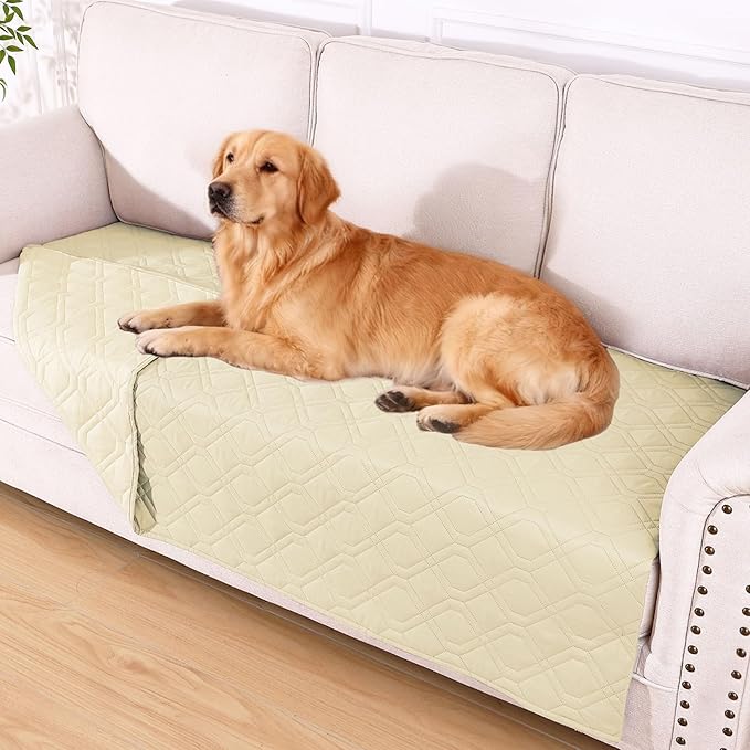 hyha Waterproof Dog Bed Blanket, Soft Pet Blankets, Waterproof Couch Cover for Dogs, Reversible Sofa Covers Washable for Furniture (40x70 Inch, Beige/Beige)