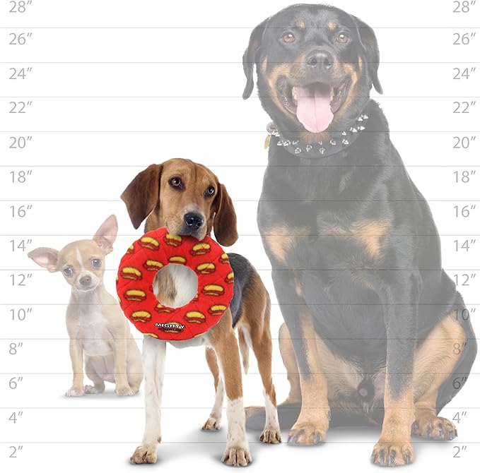 MIGHTY- NO Stuff Ring - Squeaky Plastic Core. 2-in-1 Toy. Made Durable, Strong & Tough. Interactive Play (Tug, Toss & Fetch). It Floats (Red, Medium 2 Pack)
