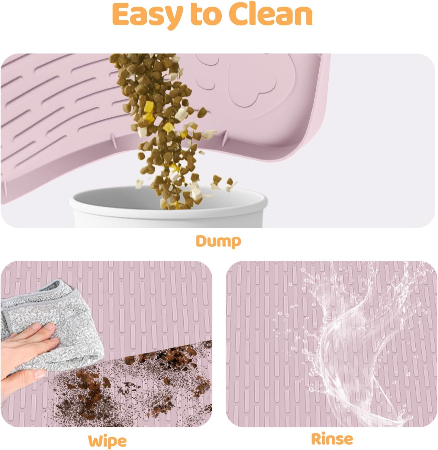 Dog Food Mat, Extra Large 40" x 28" Silicone Pet Feeding Mat with Raised Edge Pet Placemat for Small, Medium, and Large Pets Non-Slip, Easy to Clean (Pink)