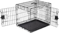 Amazon Basics Durable,Foldable Metal Wire Dog Crate with Tray, Double Door, Divider, 24 x 18 x 20 in, Black