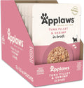Applaws Natural Wet Cat Food in Broth, Limited Ingredient Wet Cat Food Pouches, No Additives, Made with Natural Ingredients, Tuna Fillet with Shrimp in Broth (12 x 5.3oz Pouches)