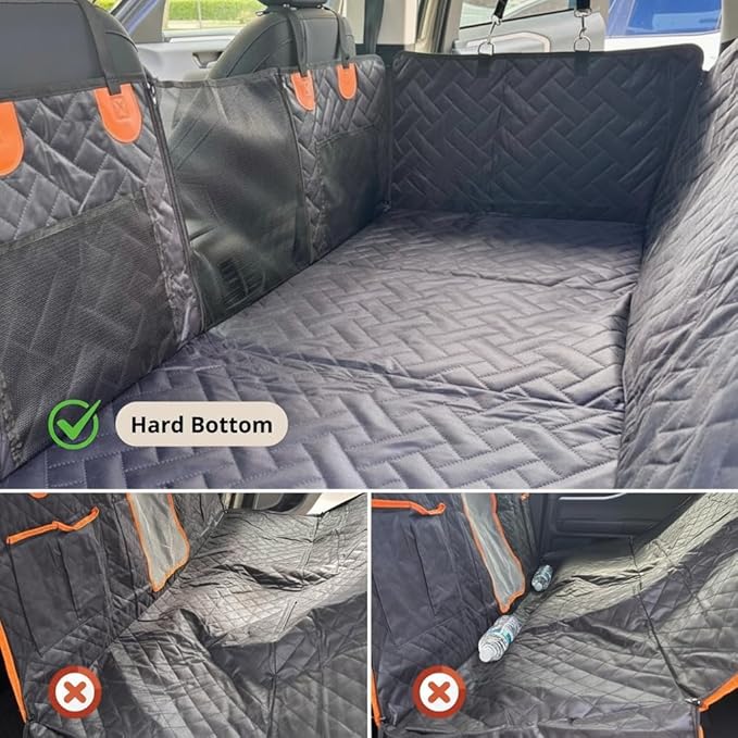 Dog Car Seat Cover with Hard Bottom - Waterproof Back Seat Protector - Universal Fit for Cars, Trucks & SUVs - Includes Door Protectors, Stable Hard Base - Protects Dogs & Seats