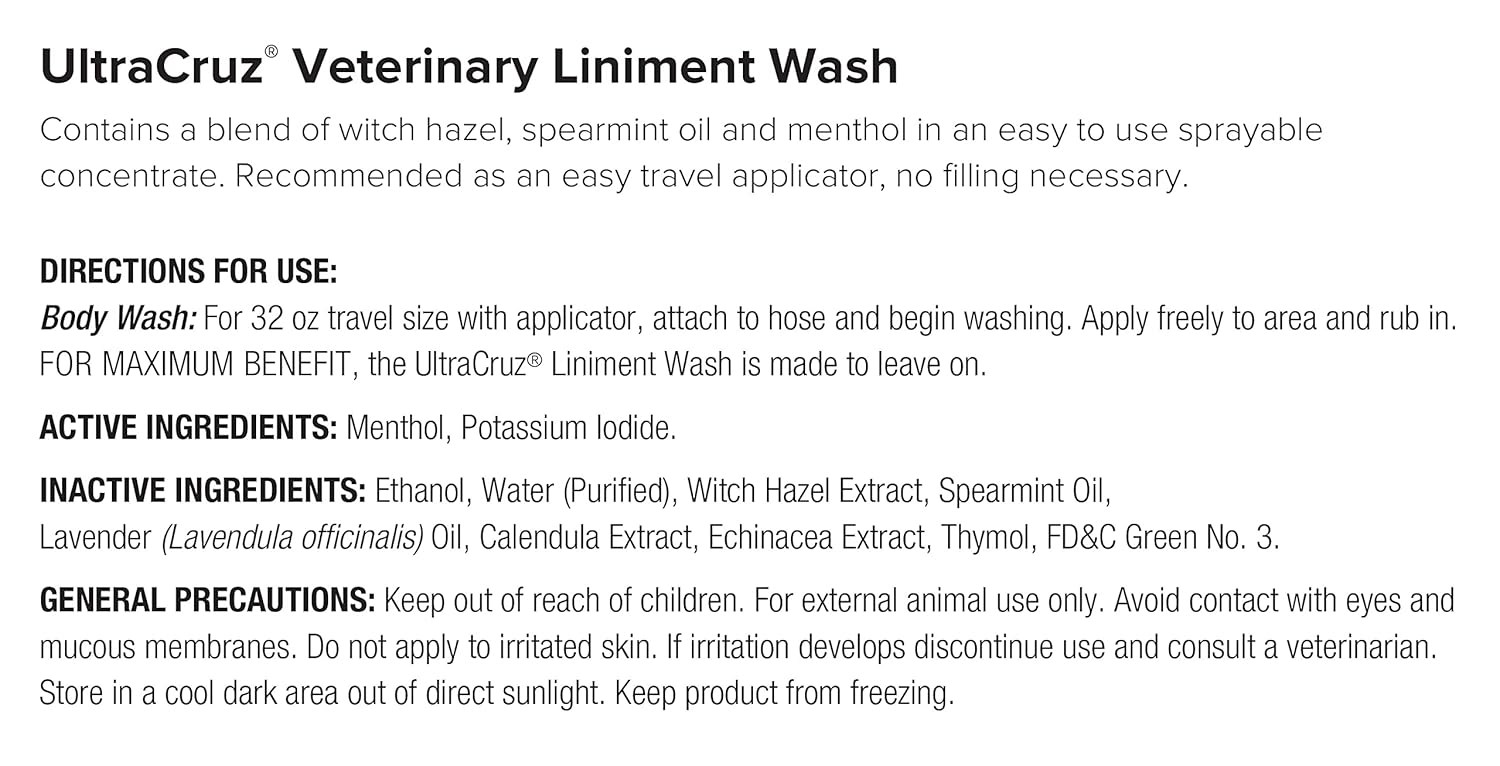 UltraCruz® Veterinary Liniment Wash for Horses, 32 oz with Travel Sprayer