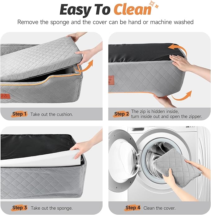 Large Dog Car Seat for Dods Under 100 Lbs, Memory Foam Dog Car Bed for Backseat & Trunk, Detachable and Washable Cover, Pet Travel Seat with Storage Pockets, 2 Safety Belts