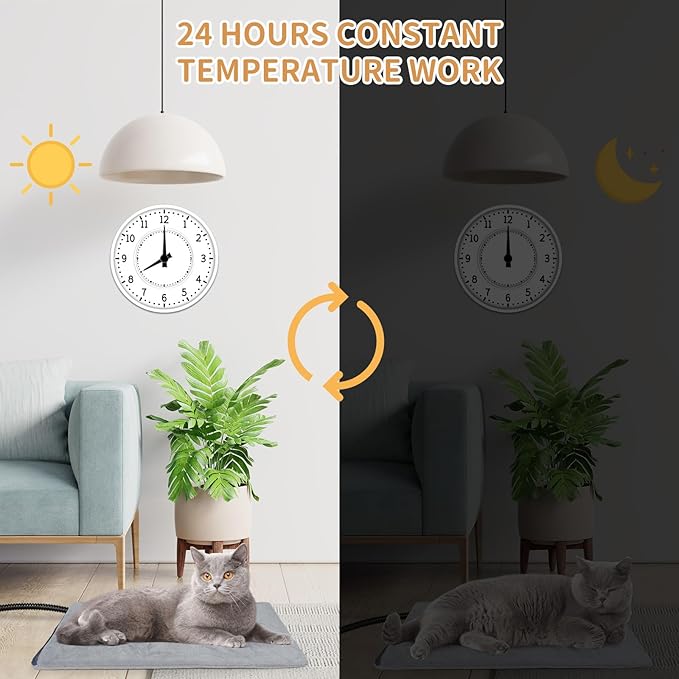 Pet Heating Pad for Cats and Dogs, 28 x 16 Inch Heated Cat Bed, Auto Temperature Control, Waterproof, Electric Mat