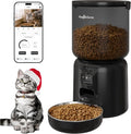 Smart Automatic Pet Feeder with 2MP HD Camera, App Control via 2.4G/5G WiFi, Dual Power System & Voice Recording, 4L Food Dispenser for Cats and Small Dogs, Black