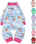 BEAUTYZOO Dog Pajamas Large Sized Dog, Summer Doggie Pajamas for Boy Girl, Soft Strechy Cotton Puppy Pjs Jammies Onesies for Men Women, Pet Jumpsuit Body Suit Cat Apparel Clothes, Blue L
