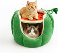 Cat Houses for Indoor Cats, Small Cat Tree with Sisal Ropes and Plush Perch, Cute Cat Bed Cave with Soft Pillow, Watermelon Design