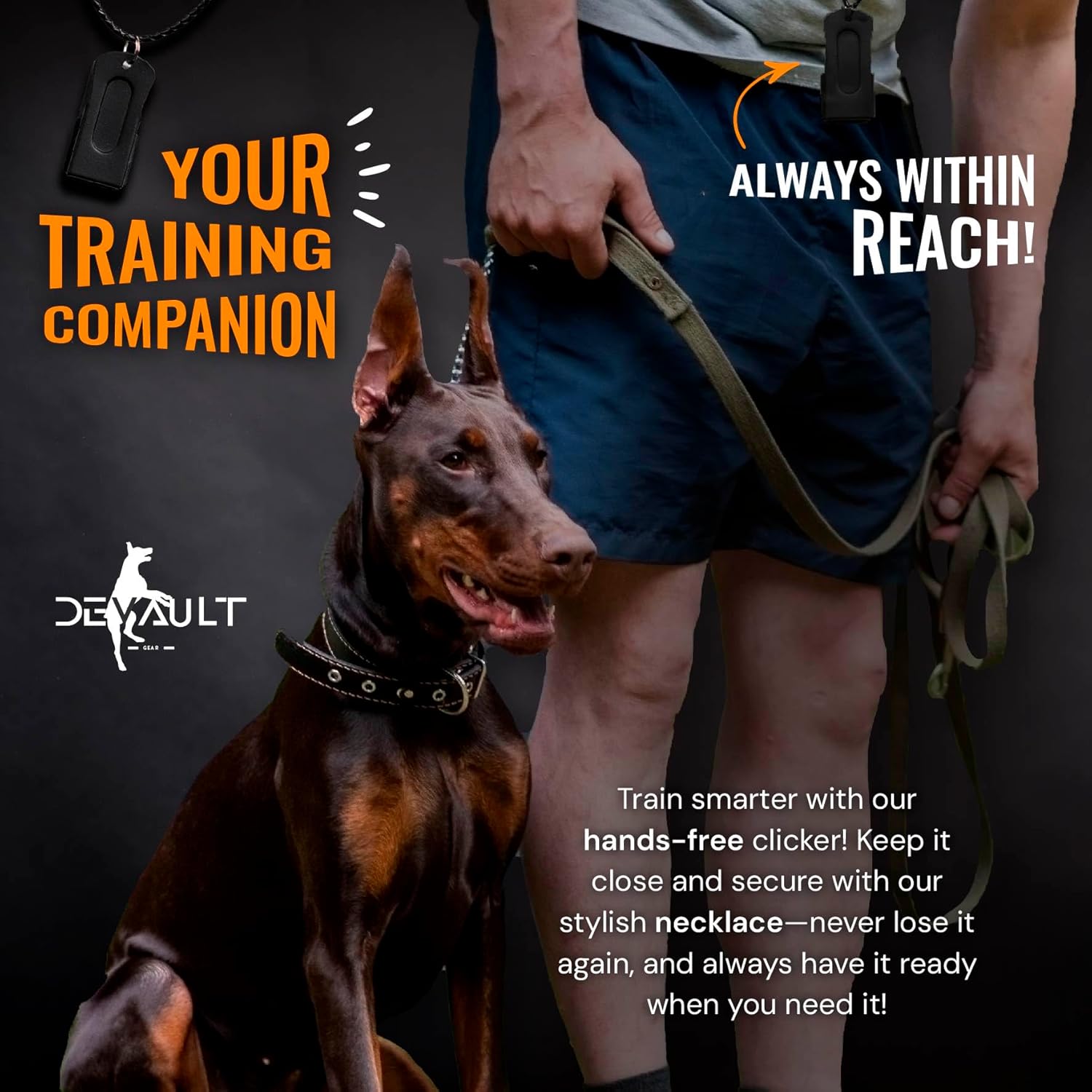 Black Dog Clicker with Necklace - Clickers for Pet Training - Dog Training & Behavior Aids Easy to Carry with You Anywhere - Teach Your Dog Tricks or Reward His Behavior