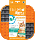 LickiMat Slomo, Cat Slow Feeder Lick Mat, Boredom Anxiety Reducer; Perfect for Food, Treats, Yogurt, or Peanut Butter. Fun Alternative to a Slow Feed Cat Bowl or Dish, Orange