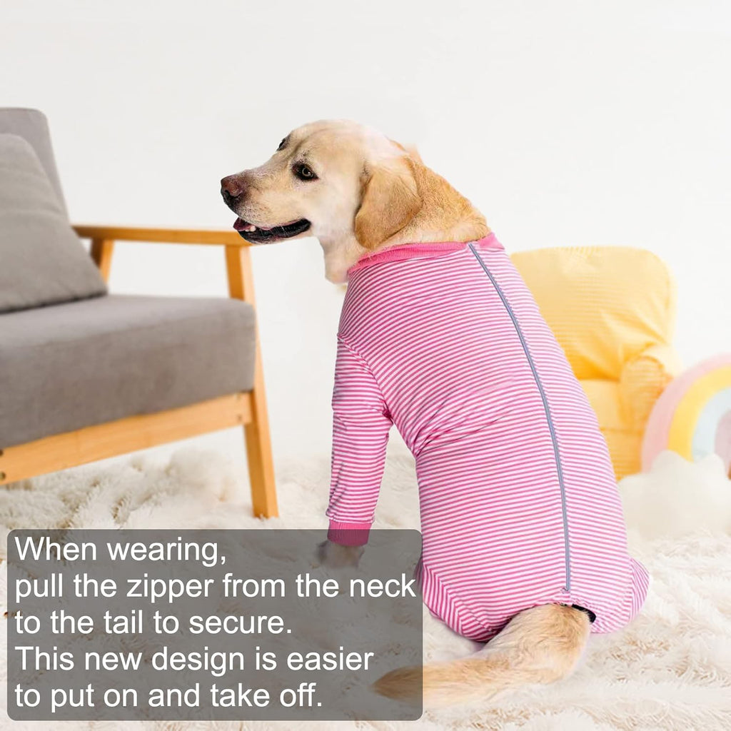 Yeapeeto Dog Onesie Surgery Recovery Suit for Large Medium Bodysuit Dogs Pajamas PJS Full Body for Shedding, Prevent Licking, Wound Protection, Cone Alternative (X-Large, Pink)
