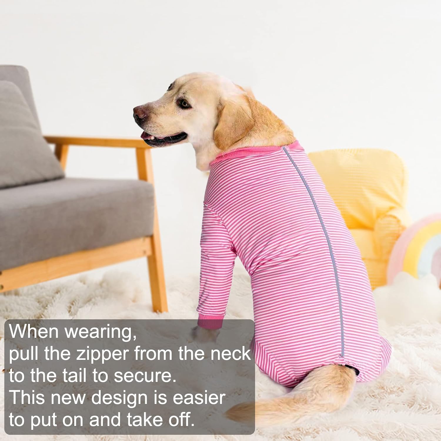 Yeapeeto Dog Onesie Surgery Recovery Suit for Large Medium Bodysuit Dogs Pajamas PJS Full Body for Shedding, Prevent Licking, Wound Protection, Cone Alternative (X-Large, Pink)