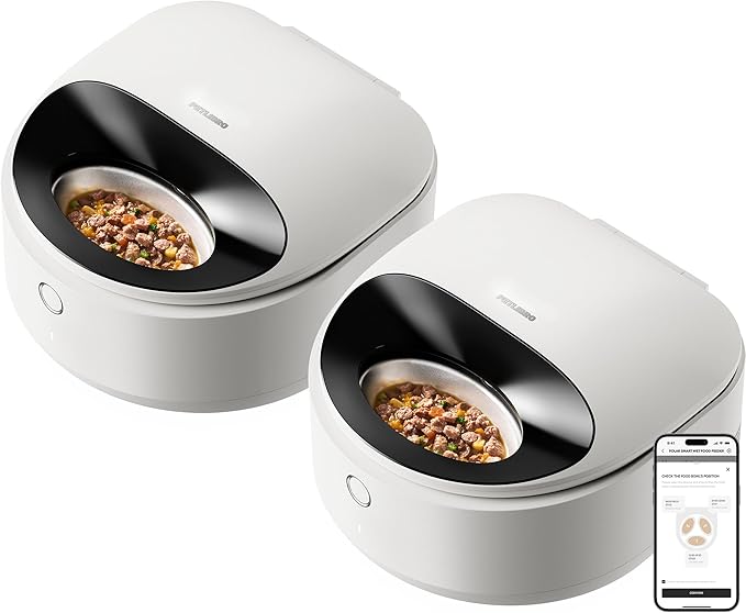 PETLIBRO Automatic Cat Feeder Wet Food with Stainless Steel Bowl 2 Packs, Refrigerated Auto Cat Feeder with Semiconductor Cooling, 3 Fresh Meals, App-Controlled Pet Food Dispenser, Easy to Clean