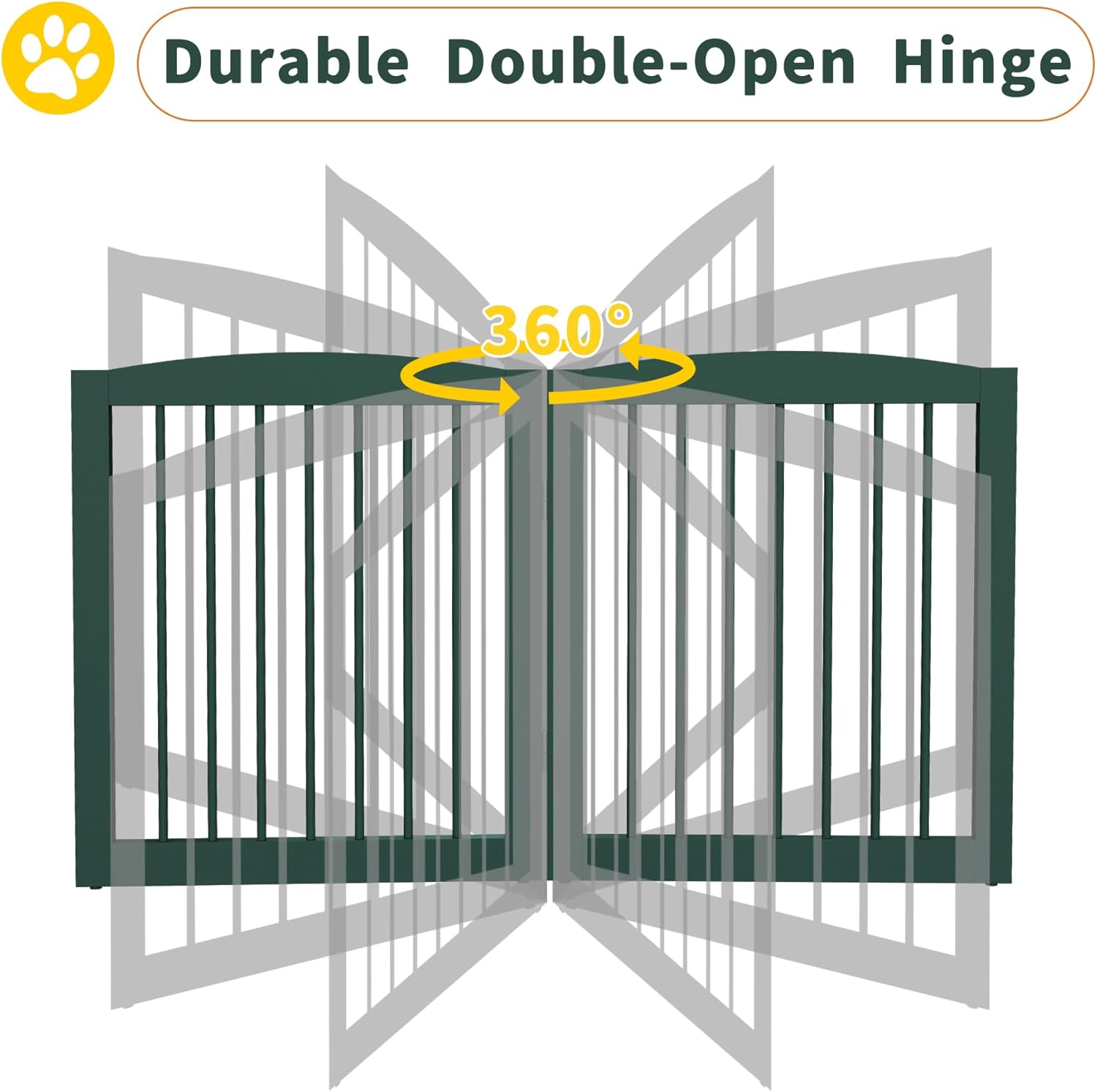 Freestanding Pet Gate for Dogs, Foldable Wooden Dog Gate for House, Indoor Dog Gate for Stairs, Doorways, Step Over Pet Puppy Safety Fence, 80 Inch Wide, 4 Panels 24", Green