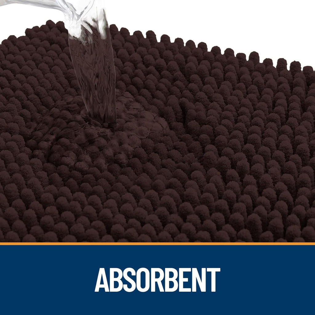 OLANLY Door Mat for Muddy Dog Paws 24x16, Ultra Absorbent Chenille Mud Doormat with Paw Print Design, Non-Slip Washable Doormat for Indoor Entryway, Quick-Dry Pet Bed Mats for Dirty Dogs, Brown