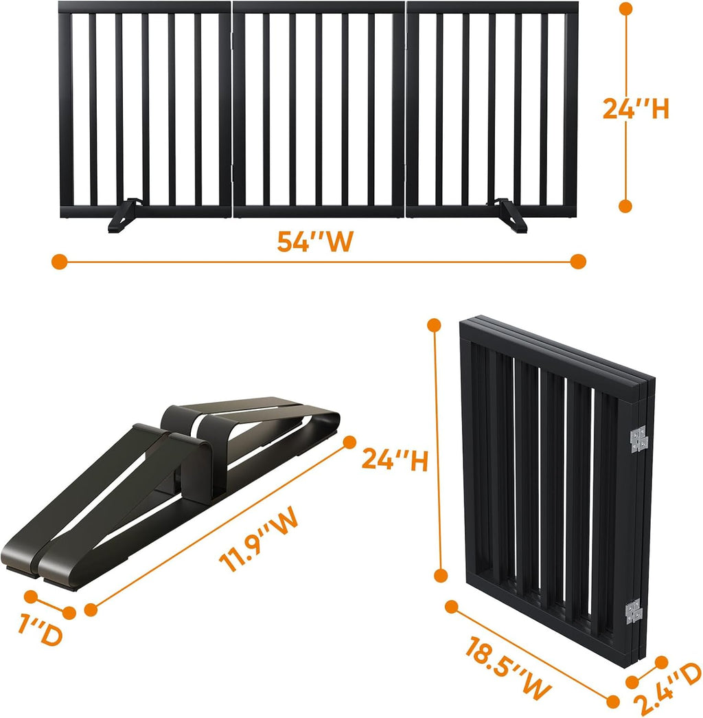 Black 18-55" Foldable Pet Gate for Stairs & Doorways, Puppy Gate Fence