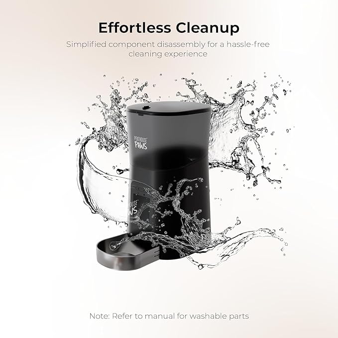 Smart HD Automatic Cat Feeder with 1080P Camera & Night Vision, 2-Way Audio, WiFi App Control, Anti-Jam 6L Cat Feeder with Backup Power, Easy to Clean, Up to 15 Meals for Cat & Dog, Black Stainless