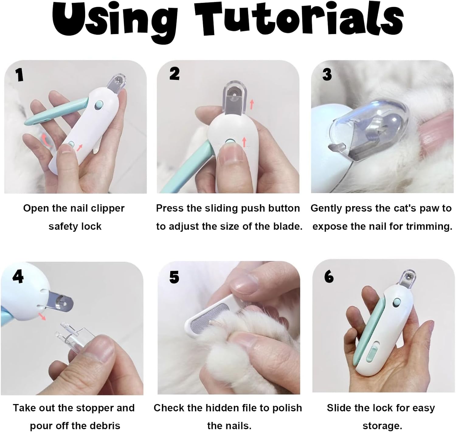 Pett Nail Clipper for Cats - Gentle Round-Hole Trimmer with Dust Storage | Adjustable Size & Hidden Nail File | Pet Grooming Tool for Safe & Loving Care (Blue)