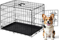 DUMOS Dog Crate, 30 Inch Medium Single Door Dog Cage with Divider Panel and Plastic Leak-Proof Pan Tray, Folding Metal Wire Pet Kennel for Indoor, Outdoor, Travel