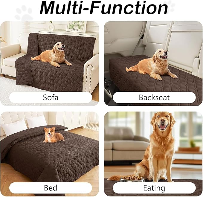 hyha Waterproof Dog Bed Blanket, Soft Pet Blankets, Waterproof Couch Cover for Dogs, Reversible Sofa Covers Washable for Furniture (30x53 Inch, Chocolate/Chocolate)