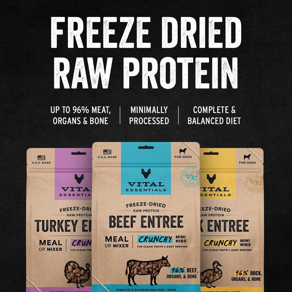 Vital Essentials Freeze-Dried Raw Duck Meal or Mixer Dog Food Crunchy Mini Nibs, 14 oz