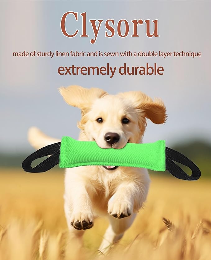 Clysoru Dog Tug Toy Double Pack Tough Jute Bite Pillow Training Equipment Puppy to Large Dogs Interactive