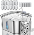 Dog Water Fountain for Large Dogs, 8L/2.1Gal Stainless Steel Pet Water Fountain with Water Level Window, Automatic Dog Water Bowl Dispenser for S-L Dogs and Multi-Pets (with 6pcs Filters)