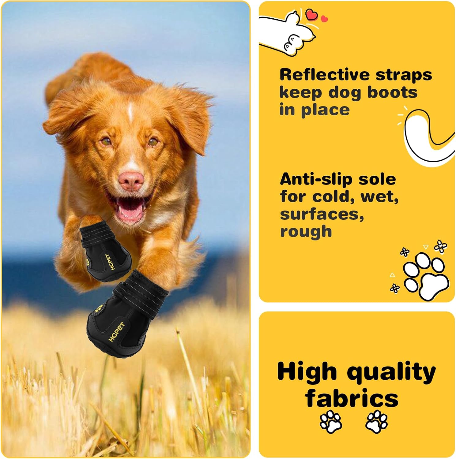 Hcpet Dog Shoes, Dog Boots for Small Dogs, Waterproof Medium Dog Booties Paw Protector for Summer Hot Pavement, Winter Snowy Day, Outdoor Walking, Indoor Hardfloors Anti Slip Sole Black Size 1