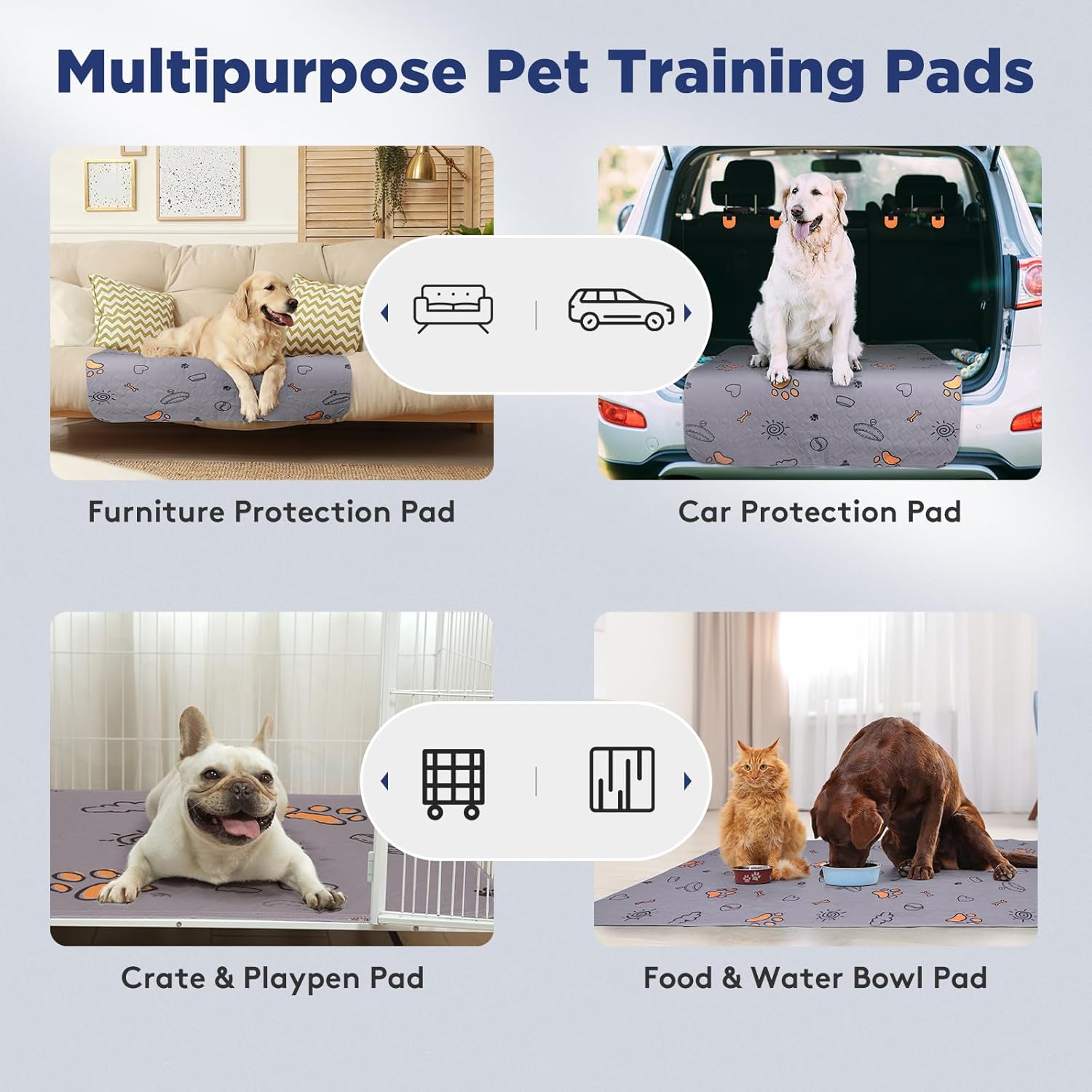 Washable Pee Pads for Dogs, Extra Large 60"x48" Super Absorbent Reusable Training Dog Pads, 100% Waterproof Non-Slip Dog Pee Pads Whelping Pads Dog Playpen Pads Extra Dog Pads Large Dog Mat Giant Pads