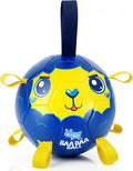 Race&Herd 9" Jolly Soccer Ball for Dogs - Tough Durable Dog Ball Toy with Straps, Pet Bouncy Herding Balls for Dogs, Floating Dog Balls with Tags for Water Fetch, BaaBaaBall (Blue)