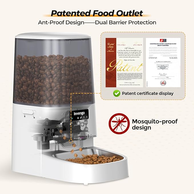 Automatic Cat Feeder with App Control, 5L Food Dispenser for Cats and Small Dogs, 2.4/5G Wi-Fi, Dual Power, Programmable Portions, Anti-Jam & Fresh-Lock, Stainless Steel Bowl, Easy to Clean