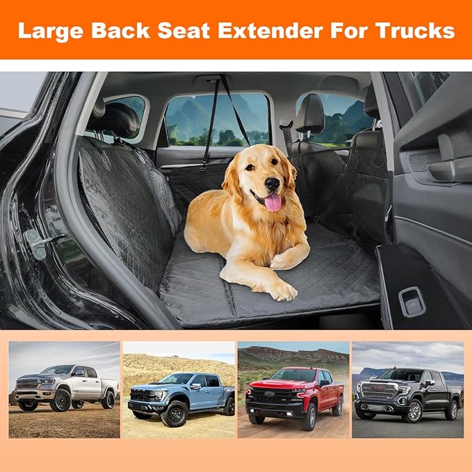 Vailge Dog Car Seat Cover for Trucks,Large Back Seat Extender for Dogs,Waterproof Non Inflatable Hard Bottom Dog Seat Cover for Trucks F150, RAM1500,Silverado,GMC Sierra