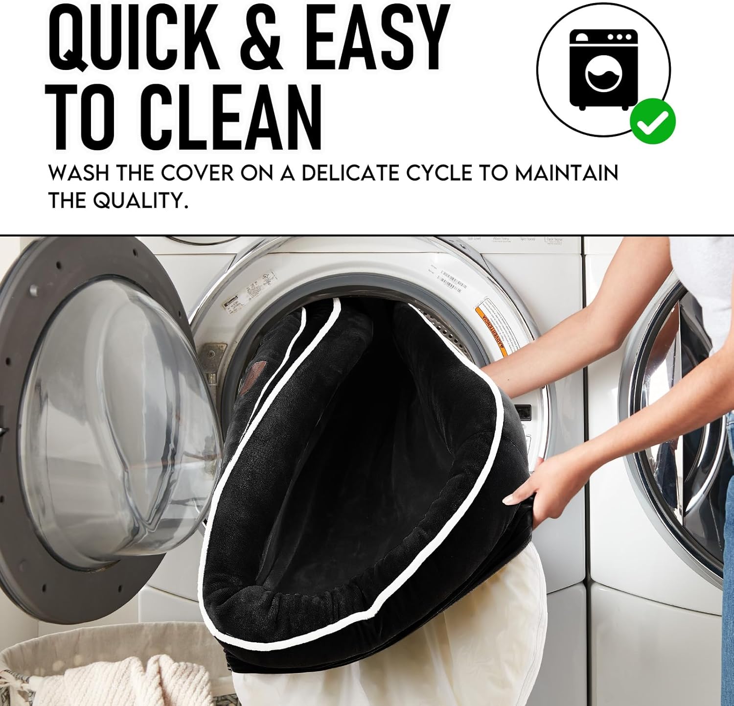 OhGeni Orthopedic Dog Couch Pet Sofa Large Sized Cat Beds with Comfort Foam Support, Soft Comfortable Fabric, Machine Washable Waterproof Removable Cover, 35-Inch (Black)