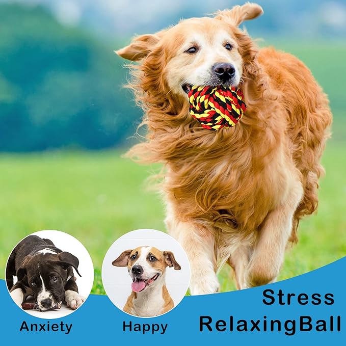 12 Pcs Large Dog Rope Ball for Aggressive Chewer 3.54 Inches Dog Rope Chew Toy for Medium Large Breeds Ball Dental Pack for Teething Chew Biting Training