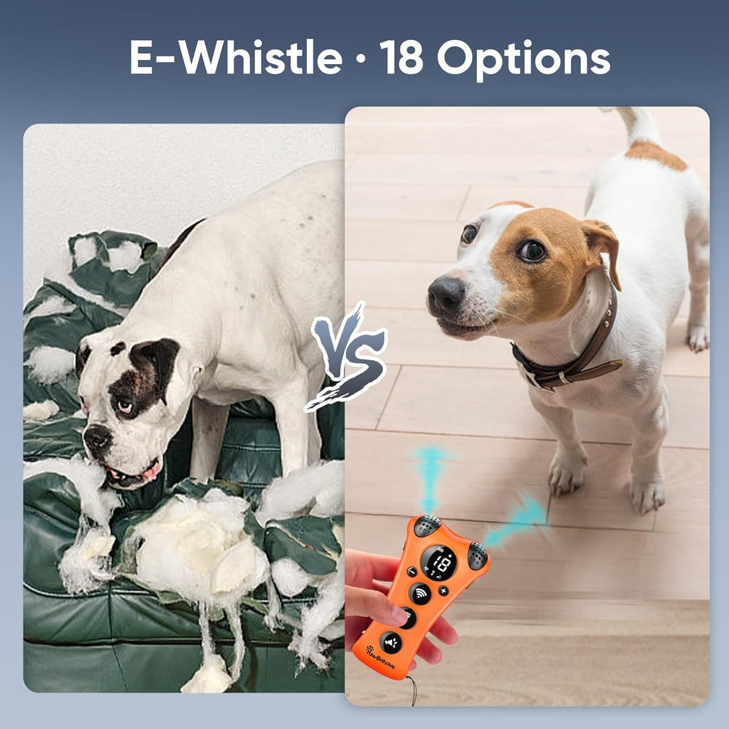 Adjustable Ultrasonic Dog Trainer – World's First Variable Frequency Pet Behavior Corrector with 10 Level Ultra Sound, 18 Dog Whistles, Anti-Bark Flashlight, Humane Dog Deterrent (Orange)