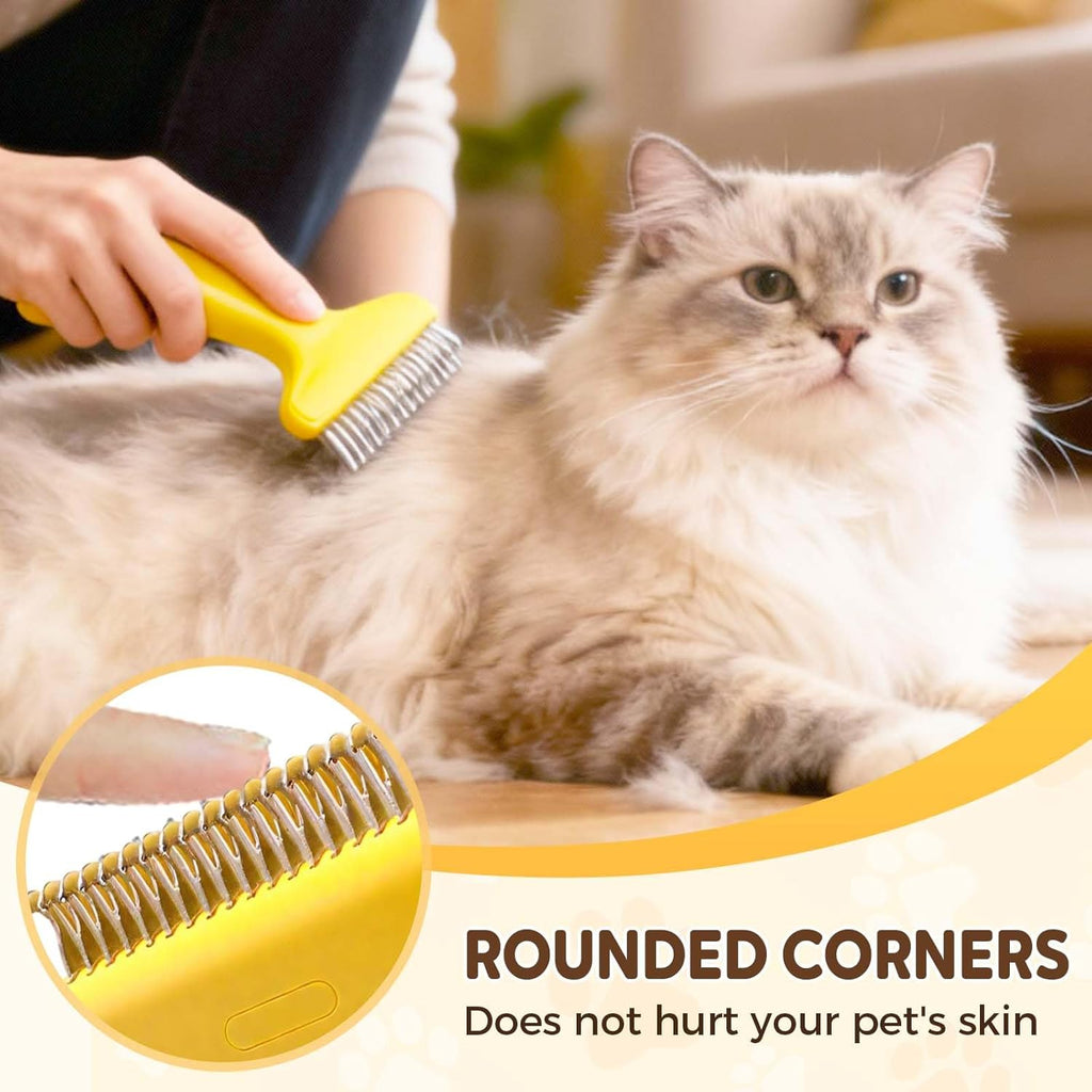 Pet Grooming Brush, 2025 New Self Cleaning Metal Comb, Detangling and Dematting Long, Matted Fur on Cats and Dogs, Easy to Remove Loose Undercoat, One Click Removal (White)