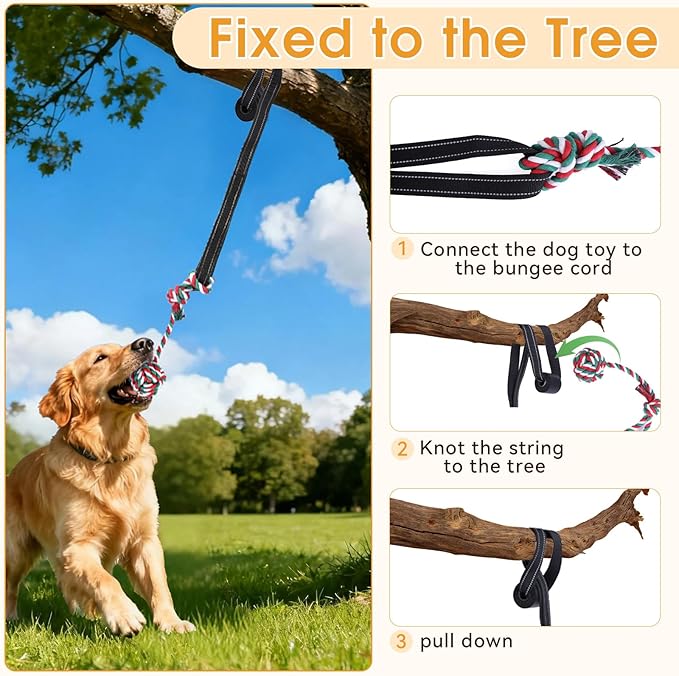 HOPET Bungee Tug Toy for Dogs,Tug of War Dog Toy for Aggressive Chewers to Keep Them Busy,Interactive Dog Rope Toy for Medium/Small Dogs,Can Used On Doors and Trees