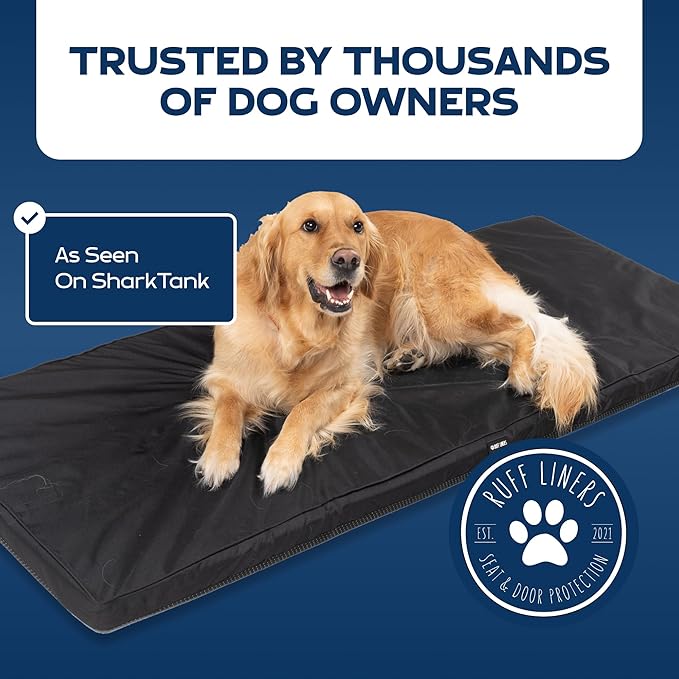 Ruff Liners Truck Back Seat Dog Bed Cushion, Extra Large Black – As Seen on Shark Tank – for Large Seat Extender & XL Floor Cover – Waterproof, Machine-Washable – Backseat Dog Bed with Rebound Foam