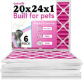 Colorfil 20x24x1 Air Filter (6-Pack) | Made in the USA | Color Changing | Remove Cat and Dog Odor | MERV 8 for Pet Hair Dander and Dust | 19.5"x23.5"x0.75" Exact Size