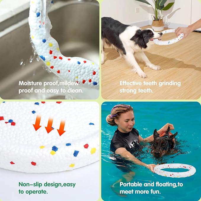 Nobleza Indestructible Fly Disc Ring Toy Set for Dog Pet, 2025 New Poncorn E-TPU Durable Puppy Fetch Outdoor Interactive Toy for Large Medium Small Aggressive Chewers, 4 PCS