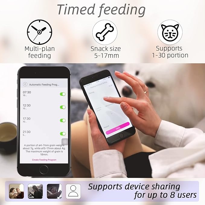 8L/12L 2.4G & 5G WiFi Aautomatic Large Dog Feeder & Automatic cat feeders -1080P Full HD Pet Camera Treat Dispenser with Night Vision and 2-Way Audio