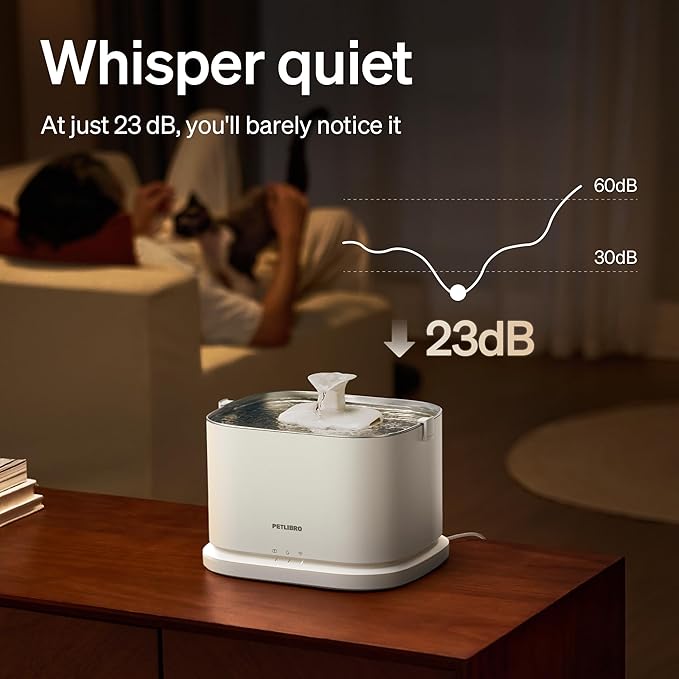 PETLIBRO Upgrade Cat Water Fountain Stainless Steel Tray, Dockstream 2 Cat Fountain Indoor, 3L/101oz Auto Cat Fountains for Drinking, App Monitoring Pet Water Fountain Dog, 5G WiFi Cat Water Dispenser