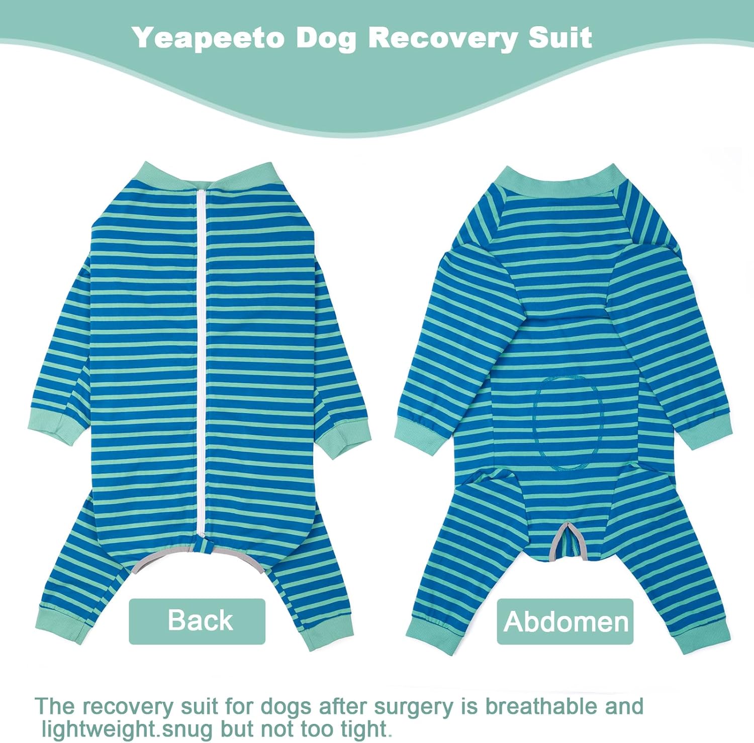 Yeapeeto Dog Onesie Surgery Recovery Suit for Large Medium Bodysuit Dogs Pajamas PJS Full Body for Shedding, Prevent Licking, Wound Protection, Cone Alternative… (Blue Green, X-Large)