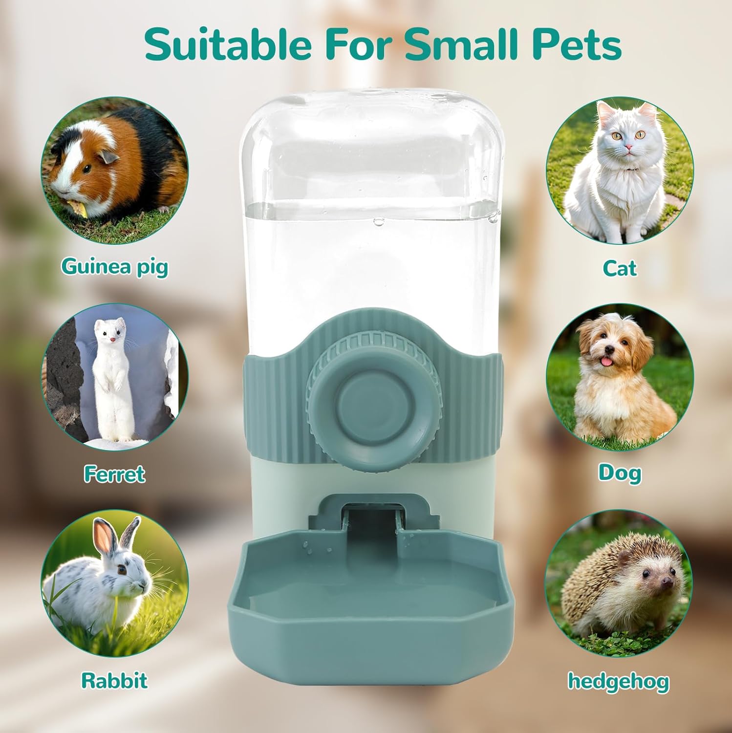 Rabbit Water Bottle, 800ml/28oz Hanging Automatic Water Dispenser for Cage, Ferret Bunny Guinea Pig Water Bowl,Suitable for Small Animal (Blue, 800 ml/28 oz)