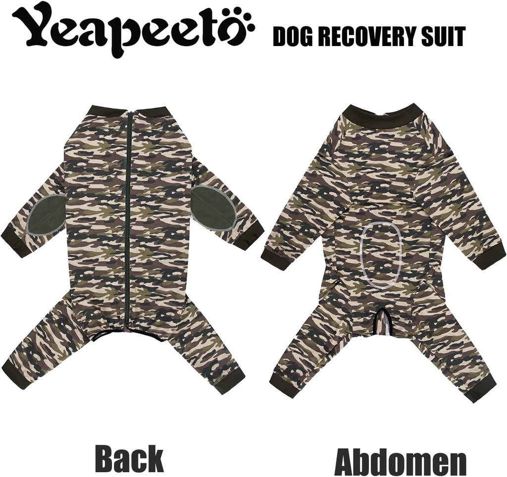 Yeapeeto Dog Onesie Surgery Recovery Suit for Large Medium Bodysuit Dogs Pajamas PJS Full Body for Shedding, Prevent Licking, Wound Protection, Cone Alternative (4XL, Camo)