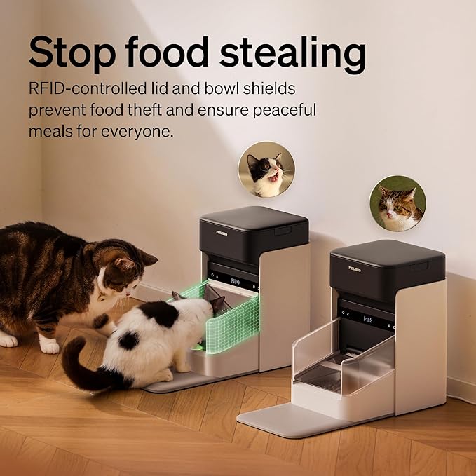 PETLIBRO RFID Automatic Cat Feeder, Collar Sensor-Activated Personalized Meals, Cats Recognition & Diet Tracking for Multi-Pet Homes and Different Diets, 5G&2.4G Wi-Fi Programmable Cat Food Dispenser