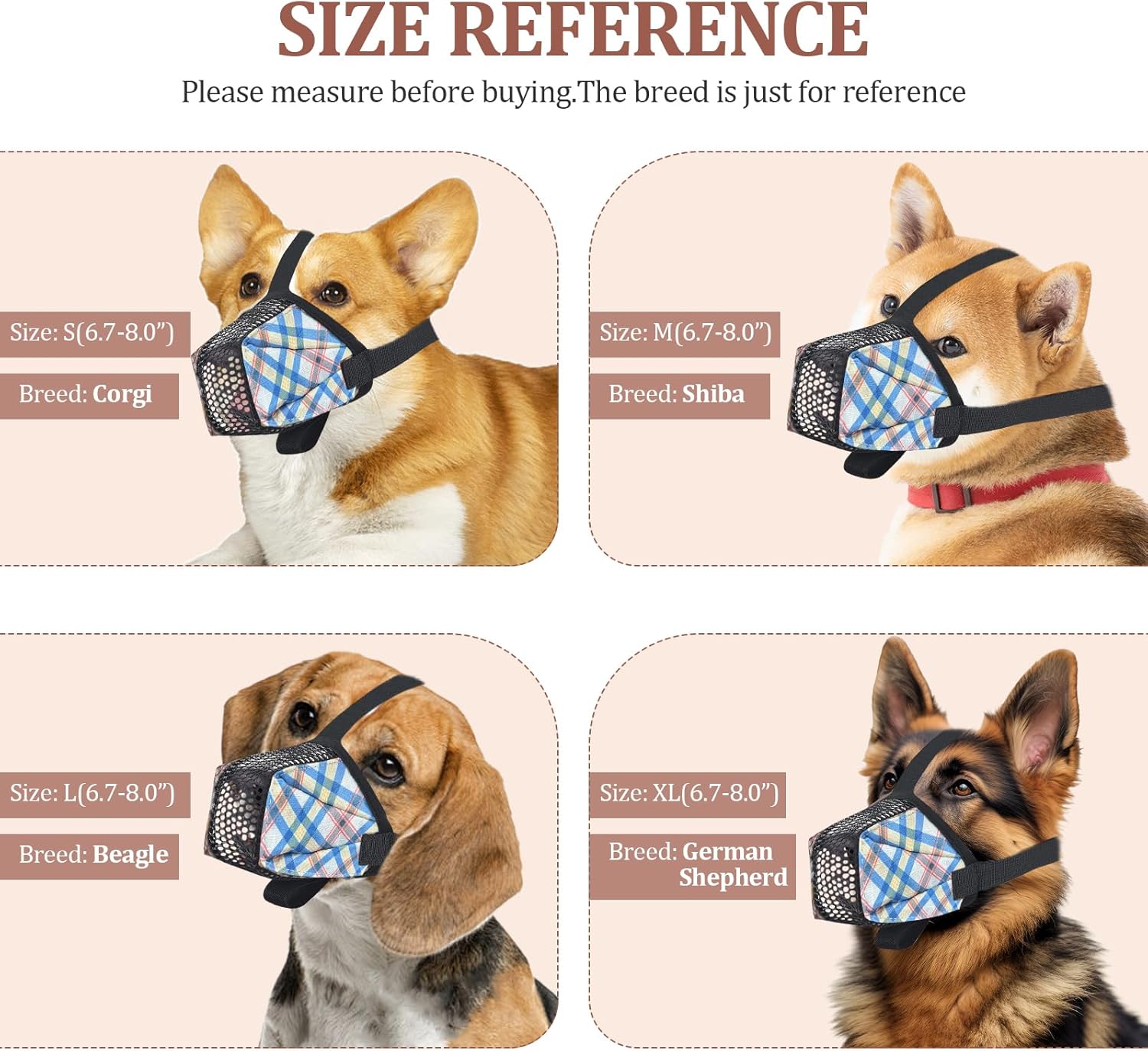Dog Muzzle for Small Large Dogs - Soft Nylon Basket Muzzle with Adjustable Strap, Breathable Mesh Design Prevents Biting Chewing Licking Eating - Ideal for Training, Grooming & Vet Visits (Blue, XL)