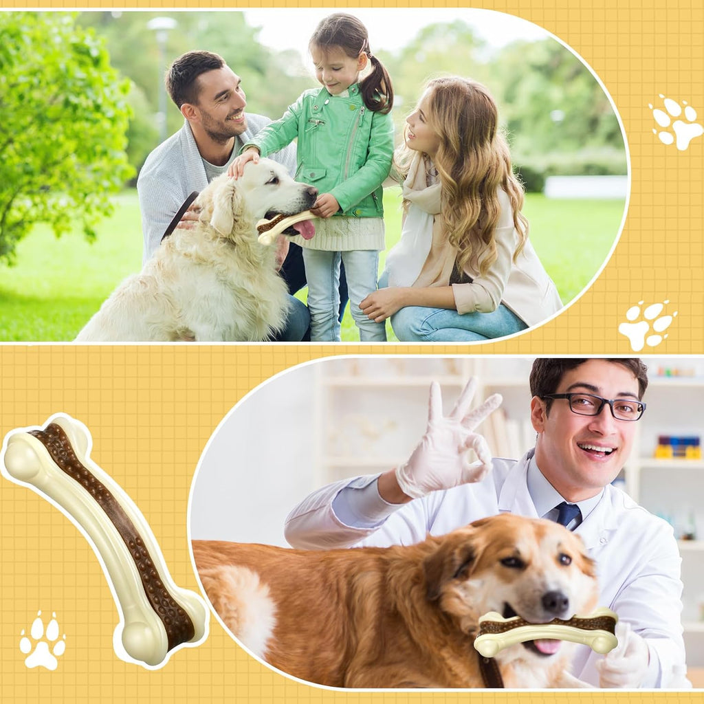 Sosation 6 Pcs Dog Toys for Aggressive Chewers Nylon Beef Flavor Bones Tough Puppy Teething Toys Puppy Chew Bones for Large Medium Small Breed Dogs Puppies Pets Chew Toys(Large Medium)