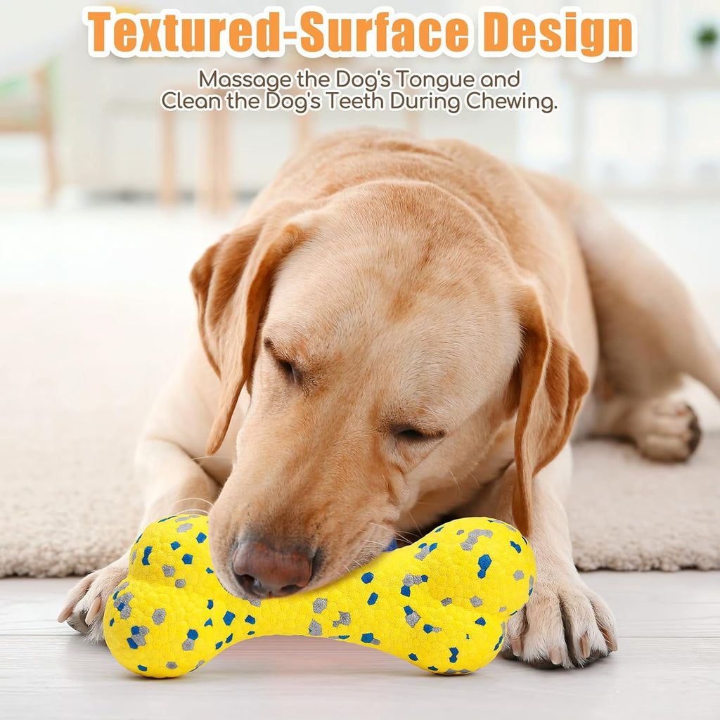 7.28" Indestructible Large Bone Balls for Aggressive Chewers Durable Stick Bouncy Interactive Chew Toy for Dogs Fetch Game Lightweight Floating Outdoor Training, Yellow